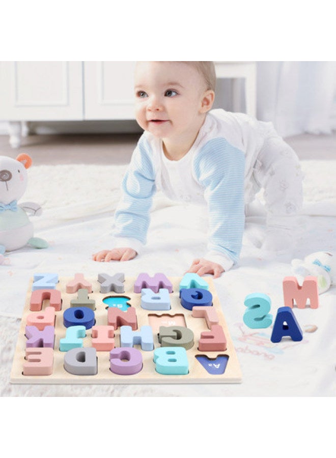 Wooden Letters Puzzle Boys And Girls Building Blocks Digital Wooden Children's Early Education Educational Toys For 1-3 Years Old-Color:Uppercase Letters - Image 4